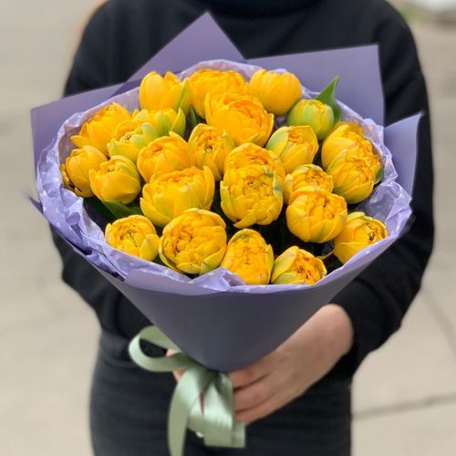 25 Желтых Пионовидных Тюльпанов