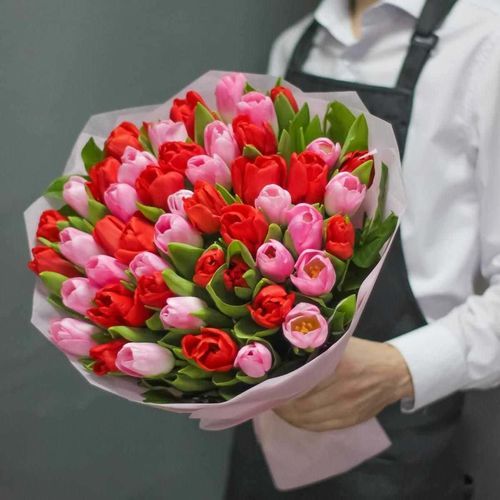49 Красных И Розовых Тюльпанов